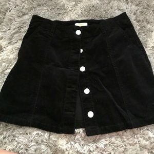 forever 21 black corduroy mini button up skirt